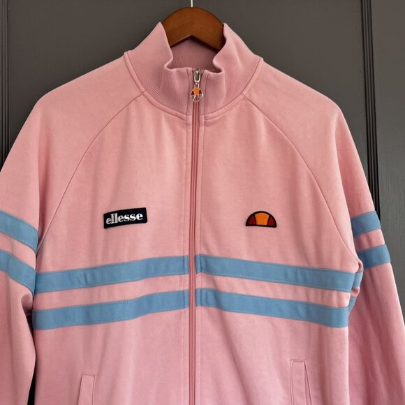 Ellesse Rimini Track Jacket Men's Medium M Pink Blue Stripes Retro Zip Up Sport - Picture 5 of 15